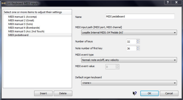 Keyboard MIDI inputs